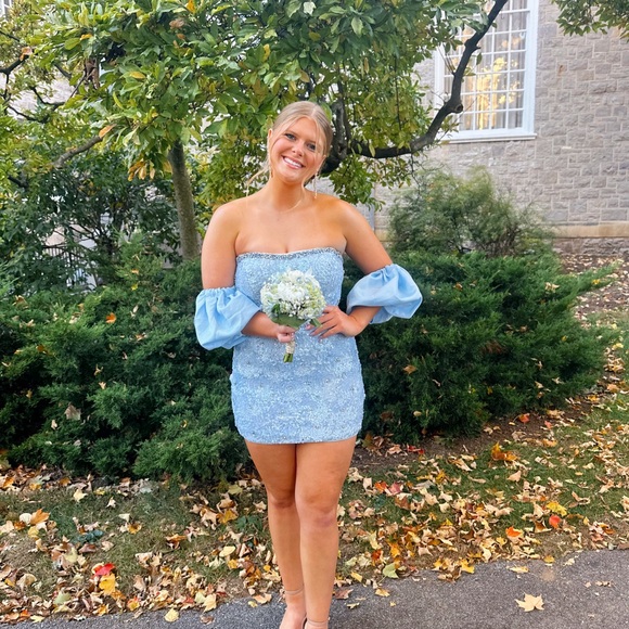 AVA PRESLEY STYLE 28204 BLUE FORMAL DRESS - Picture 2 of 4